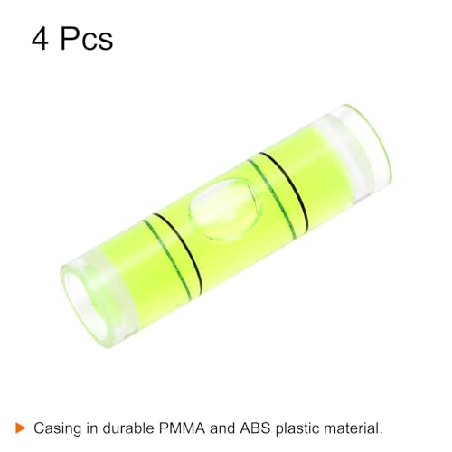 HARFINGTON 4pcs Cylindrical Bubble Level 9.5x34mm Mini Bullseye Spirit Levels for Leveling Camera Tripod Telescope Workshop Turntable Pictures Frame, Green - size: 9.5x34mm