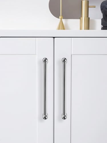 10 Pack 10 Inch Hole Center Polished Chrome Cabinet pulls 100% Solid Heavy Duty Dresser Pulls Cabinet Drawer Pulls for Kitchen Cupboard Hardware - color: Polished Chrome, size: 10 inch hole center