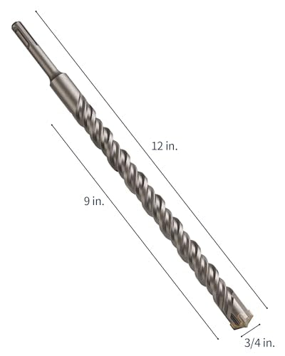 3/4 Inch x 12 Inch SDS Plus Rotary Hammer Drill Bit, Firecore Tungsten Carbide Long Drill Bits for Concrete Masonry Ceramic Tile Cement Walls Brick Rocks Stone, Brocas para Concreto - size: 3/4 in.