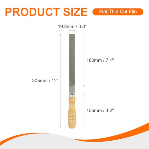 HARFINGTON Flat Thin Cut File 8" Double Cut Teeth High Carbon Steel Hand Rasp File with Wood Handle for Metal Wood Deburring Removing - size: 8", style: Thin