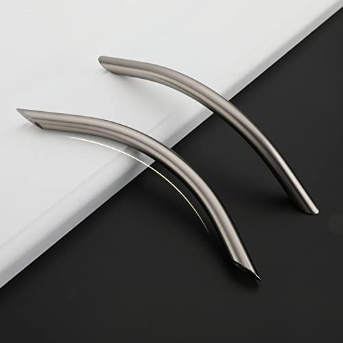 homdiy Solid Brushed Nickel Cabinet Pulls, 6-1/4 Inch Silver Arched Drawer Handles, 10 Pack Kitchen Cabinet Hardware, Screws Included for Cupboard Closet Furniture Upgrade - color: Brushed Nickel, size: 6-1/4 inch Hole Centers