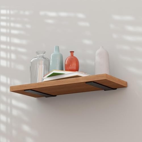 LEOPO 6 inch 12 Pack Floating Shelf Brackets, 1/5" Thick Hidden L Bracket - color: black-12 pack, size: 6 Inch