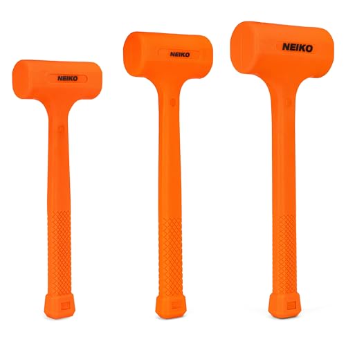 NEIKO 02888A Dead Blow Hammer Set, 3pc Neon Orange Deadblow Mallet, 1lb, 2lb, 3lb Hammers, Spark and Rebound Resistant, Unibody Molded, Checkered Grip - size: 3 Piece Set, style: Dead Blow