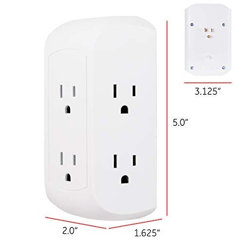 GE Pro 6-Outlet Extender, Surge Protector, Spaced Wall Tap, Side-Access - style: 6 Outlet