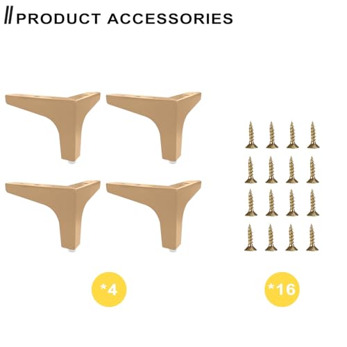 AODIOU Furniture Legs Modern Feet: Gold Metal Furniture Legs 4 Inch DIY Replacement Couch Legs Set of 4 - color: Gold, size: 4'' / 10cm(4PCS)