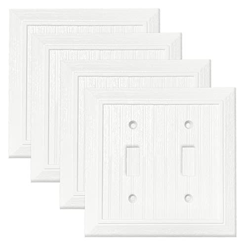 Modern Decorative Wall Plate Retro Wood Grain design Switch Cover Outlet Cover for Light Switch, Smart Switch, Dimmer, GFCI, USB Outlet (Double Toggle 4-Pack) - size: Double Toggle 4-Pack