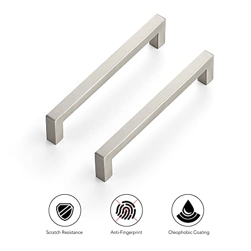 Ravinte Brushed Nickel Cabinet Handles Square Pulls 6-1/4 Inch 30 Pack | Stainless Steel, Square Bar Grip, Drawer Pulls, Kitchen Cabinet Hardware, For Cupboards, Drawers, Dressers, Cabinets - color: Brushed Nickel
