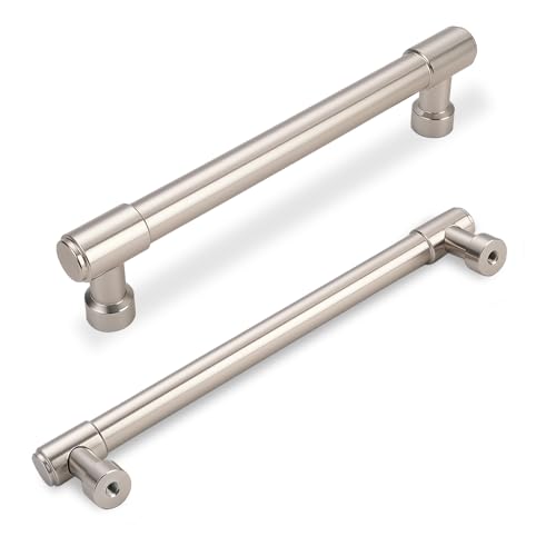 10 Pack 6-1/4 Inch(160mm) Kitchen Cabinet Handles Brushed Satin Nickel Cabinet Pulls Alloy Drawer Pulls Solid Cabinet Hardware - color: Brushed Satin Nickel, size: 6-1/4'' Hole Center(160mm)