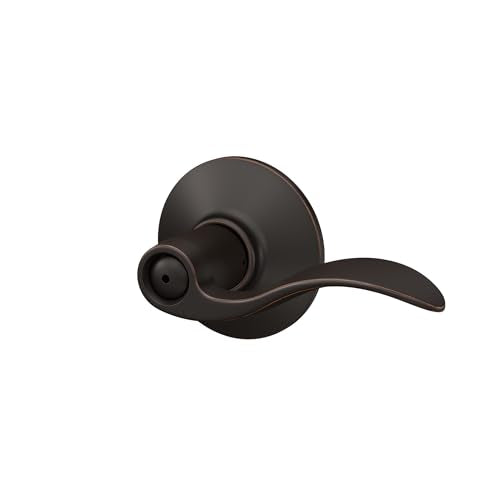 Schlage F40 ACC 716 Accent Door Lever, Bed & Bath Privacy Lock, Aged Bronze - color: Aged Bronze, size: Standard