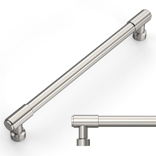 Amerdeco 10 Pack Brushed Satin Nickel Cabinet Pulls 7.5 Inch(192mm) Hole Center Drawer Pulls Cabinet Hardware Kitchen Cabinet Handles for Bathroom ZH0075 - color: Brushed Satin Nickel, size: 7.5"/192MM Hole Center