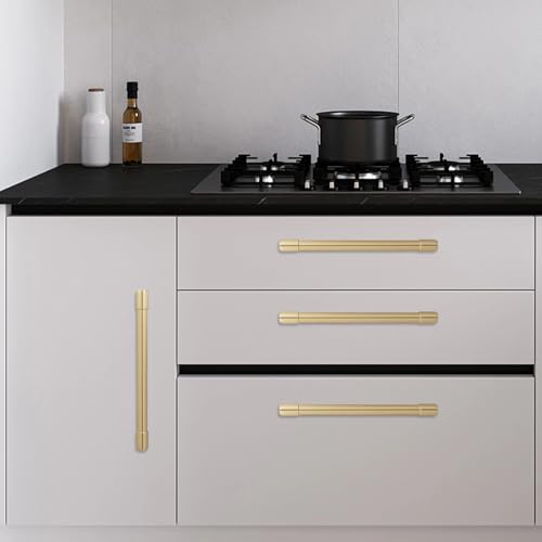 10 Pack 7-1/2 Inch(192mm) Kitchen Cabinet Handles Brushed Gold Cabinet Pulls Alloy Drawer Pulls Solid Cabinet Hardware - color: Brushed Gold, size: 7-1/2'' Hole Center(192mm)