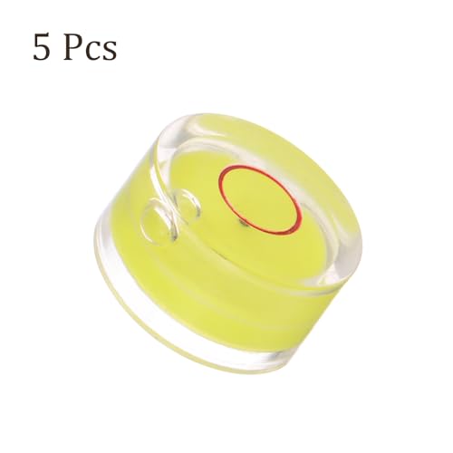 5pcs Small Circular Bubble Spirit Levels - [15mm Diameter 6mm Thickness] Mini Round RV Level Leveling Tools for Travel Trailer Turntable Camera, Yellow - color: Yellow, size: 15mm x 6mm
