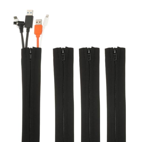 PATIKIL Cable Management Sleeve, 4Pcs 20Inch Zipper Cable Sleeve Protector Cord Organizer for Cover Wire Extension Cord TV Computer