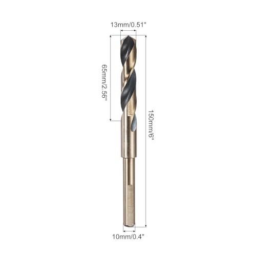 uxcell 3pcs Reduced Shank Twist Drill Bits 13mm Black Nitride & Gold Titanium Coated High Speed Steel 4341 with 10mm Shank for Stainless Steel Alloy Metal Plastic Wood - size: 13mm x 10mm