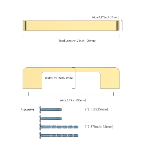 Brushed Gold Cabinet Pulls and Handles, 3.75 Inch, 10 Pack - color: Brushed Gold, size: 3.75"/96MM Hole Center