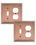 2-Pack Zinc Alloy Combo Toggle/Duplex Light Switch Cover Plate - color: Antique Copper, size: 1 Toggle/1 Duplex 2PK