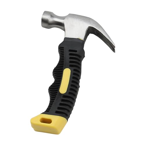 SOUJAP 4 PCS 8oz Camping Claw Hammer, 6 Inch Small Stubby Hammer with Coated Soft Yellow Handle for Home Repair, Craft Project