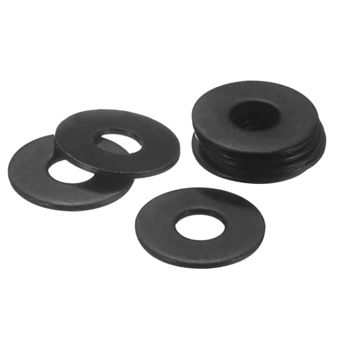 uxcell 75Pcs M5 304 Stainless Steel Flat Washers, ID 5mm, OD 15mm, Thickness 1.2mm Round Metal Washers for Screws Bolts, Outdoor Construction, Black - size: M5*15*1.2mm