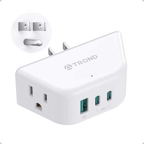 TROND Multi Plug Wall Outlet with USB C PD 20W, 2 AC Sockets - color: White, size: 2A2C1U & PD20W-3 Prong Plug,1 Pack
