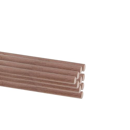 10 PCS Wooden Dowel Rods for Crafts Round Unfinished Walnut Dowel Rod Sticks Hardwood Sticks for DIY Crafting Woodworking and Building Model Material, (3/8 x 12 Inch)