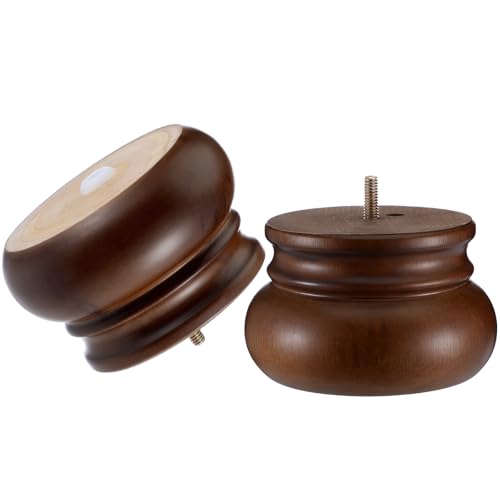4 Pack 3 Inch Solid Wood Furniture Leg Brown Walnut Bun Feet for Sofas, Chairs, Cabinets, Beds and Home Decor and Much More