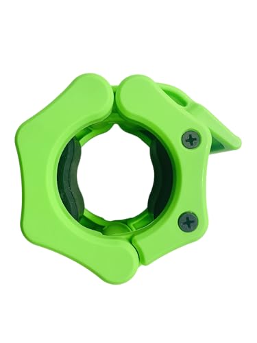 Olympic Barbell Clamps Collars Quick Release Pair Weight Clips for 2 inch Barbell (NEON GREEN) - color: Neon Green, size: Olympic 2"