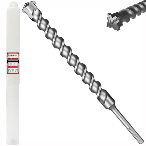 1-1/2" x 24" SDS Max Cross-Tip Rotary Hammer Drill Bit with Storage Tube – Heavy Duty Concrete Drill Bit for Masonry, Brick, and Stone, Upgraded Heat-Treated Carbide Head for Durability - size: 1-1/2" x 24"