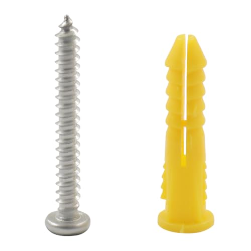 Drywall Anchors and Screws Kit, 100 Pcs, #4-#6 7/8" Yellow - size: 7/8"