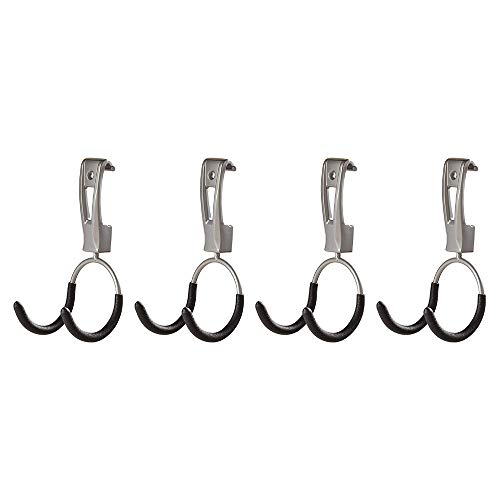 Rubbermaid Universal Powder Coaded Metallic Fasttrack Hanging Garage Hook Organizers for Ladder, Tool, and Bike Storage (4 Pack)