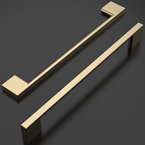 Amerdeco 10 Pack Brushed Brass Cabinet Pulls 10" - color: Brushed Brass, size: 10" hole center