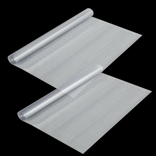 Tinideya 2 Rolls 27 in x 6 ft x 0.017 in Clear Plastic Floor Protector PVC Runner with Grippers Non Slip Stain Resistant Floor Mat Ribbed Covering for Carpet Rug High Traffic Hallway Entrance - size: 27in x 6ft x 0.017in