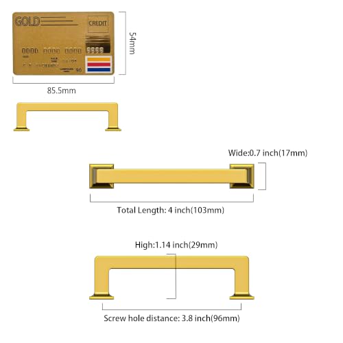 Amerdeco 10 Pack Heavy Duty Solid Zinc Alloy Vibrant Brushed Moderne Brass Cabinet Pulls 3.75" Hole Centers(96mm) Polished Brass Handles Suitable for Kitchen Bathroom Drawers Handles 3818 - color: Vibrant Brushed Moderne Brass, size: 3.75" Hole Center