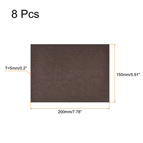 uxcell Felt Furniture Pads, 8-inch x 6-inch Self Adhesive Cuttable Anti Scratch Square Floor Protectors for Furniture Legs Hardwood Floor, Brown 8Pcs - size: 8-inch x 6-inch