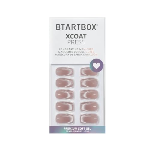 BTArtbox Press On Nails, Milky Way, Short Coffin, Cat Eye French, 32Ct - color: A1-Milky Way