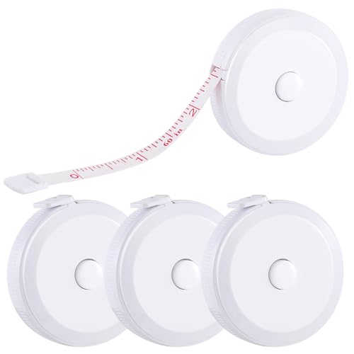 4 Pack Soft Retractable Measuring Tape,60-Inch 150cm,White Double Scale Measurement Tape,for Body Measuring Sewing Tailor Cloth Knitting Home Craft Measurements - color: 4 Pack (white)