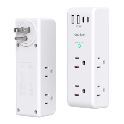 2 Pack Surge Protector Outlet Extender, Rotating Plug USB Wall Outlet,White - color: White, size: 2C2A, 2 Pack
