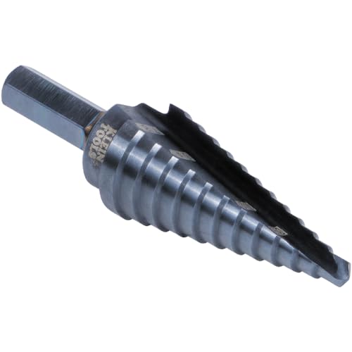 Klein Tools KTSB14 Step Drill Bit #14 Double-Fluted, 3/16 to 7/8-Inch with Easy-to-Read Step Markings and Targets, 3/8-Inch Hex Shank - size: 3/16 to 7/8-Inch, style: Standard