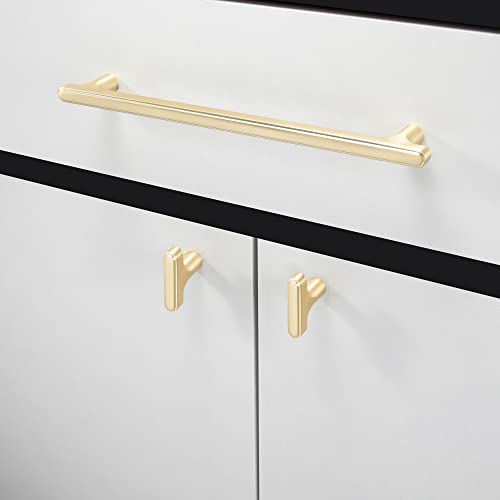 COTYKILEY 10 Pack 10 Inch(256mm) Brushed Brass Cabinet Handles Gold Kitchen Cabinet Pulls Kitchen Cabinet Hardware - color: Brushed Brass, size: 10" Hole Center（256MM）