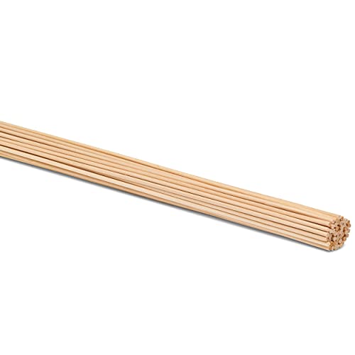 Wooden Dowel Rod, 1/8 Inch x 18 Inch Wood Dowels, Pack of 50 Wooden Dowels for Crafts, Unfinished Hardwood Wooden Dowels Rods, Strong Wood Rod Dowels for Crafting and DIYers - color: Pack of 50, size: 1/8" x 18" Dowels