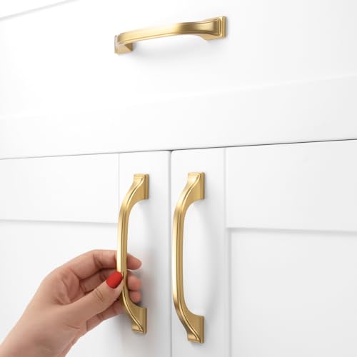 Brushed Gold Cabinet Pulls 3-3/4 Inch Drawer Pulls 10 Pack 8222 - color: Brushed Gold, size: 3-3/4 Inches, style: 10 Pack Arch Pull