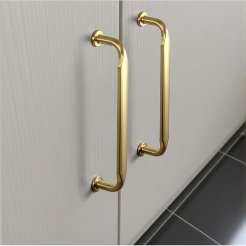 12 Pack Brushed Gold Zinc Alloy Cabinet Handles - 3.8''(96mm) Hole Center Cabinet Pull Hardware for Bedroom, Kitchen L101 - color: Brushed Gold, size: 3.8'' Hole Center