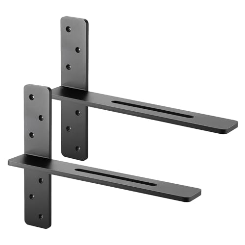 VEVOR T Shelf Brackets, 200 lbs Capacity, 2 Pcs, 16 inch Solid Steel Heavy Duty with Screws for Floating Shelves, Countertop Support Hardware - size: 16x2.89x12 in
