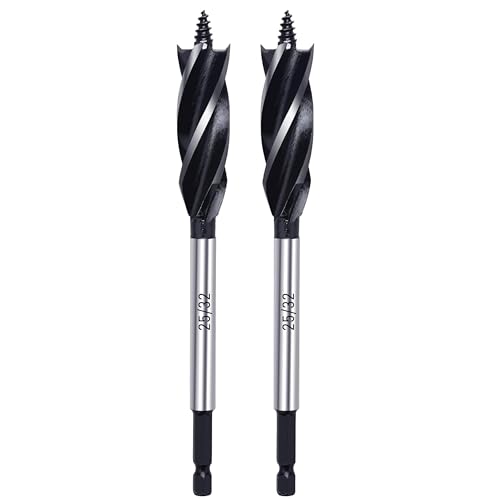 Wood Drill Bit 25/32 in. x 6-1/2 in. x 2Pcs Auger Drill Bits for Wood with 1/4 Inch Quick Change Hex Shank - size: 25/32 Inch