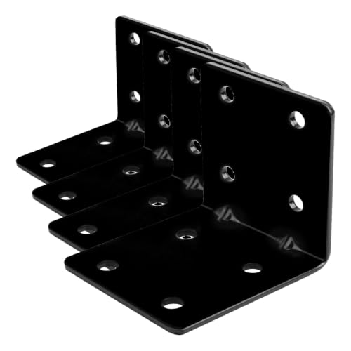 10 PCS 2-3/4" Black L Reinforced Angle Bracket, Corner Brace (Pack of 4) - size: 2-3/4"x2-3/4"x2-1/2" (Pack of 4)
