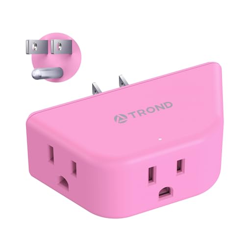 TROND Pink Outlet Extender with 3-Prong Grounded Sockets, for Tight Spaces - color: Pink, size: 3AC-3 Prong Plug, 1 Pack
