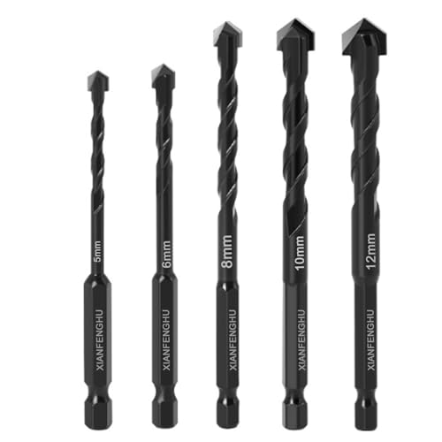 3/16" to 1/2" Hex Shank Masonry Drill Bits Set 5PCS