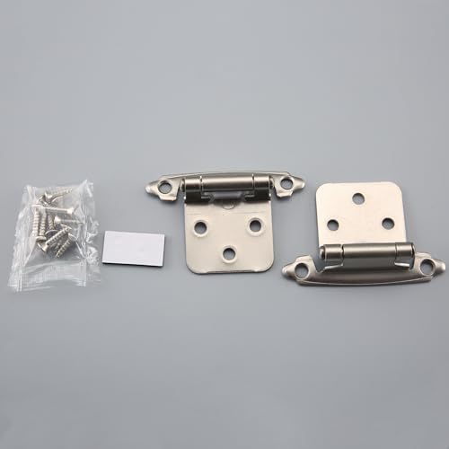 HOME MASTER HARDWARE Self Closing Overlay Cabinet Hinges 1/2" Variable Semi-Concealed Hinge for Kitchen Bathroom Hinges Flush Mount w/Cupboard Screws, Satin Nickel Finish 20 Pcs - color: Satin Nickel-20Pack, size: 1/2"Overlay