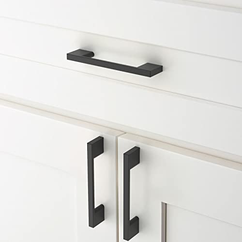 Amerdeco 10 Pack Matte Black Cabinet Pulls, 3-3/4 Inch(96MM) Hole Centers, Kitchen Cabinet Handles, Cupboard Handles, Drawer Pulls, ZH0060 - color: Matte Black, size: 3-3/4"/96MM Hole Center, style: 10 Pack
