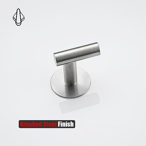 JQK Self Adhesive Towel Hook Brushed, No Drill Stick on Coat Robe Clothes Wall Hook for Bathroom Kitchen Garage 2 Pack, 304 Stainless Steel Brushed Steel, ATH110-BN-P2 - color: Brushed Steel, size: 2 Pack