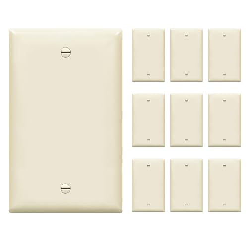 ENERLITES Blank Device Wall Plate, Gloss Finish, Standard Size 1-Gang 4.50" x 2.76", Polycarbonate Thermoplastic, 8801-LA-10PCS, Light Almond (10 Pack) - color: Light Almond, size: Standard Size